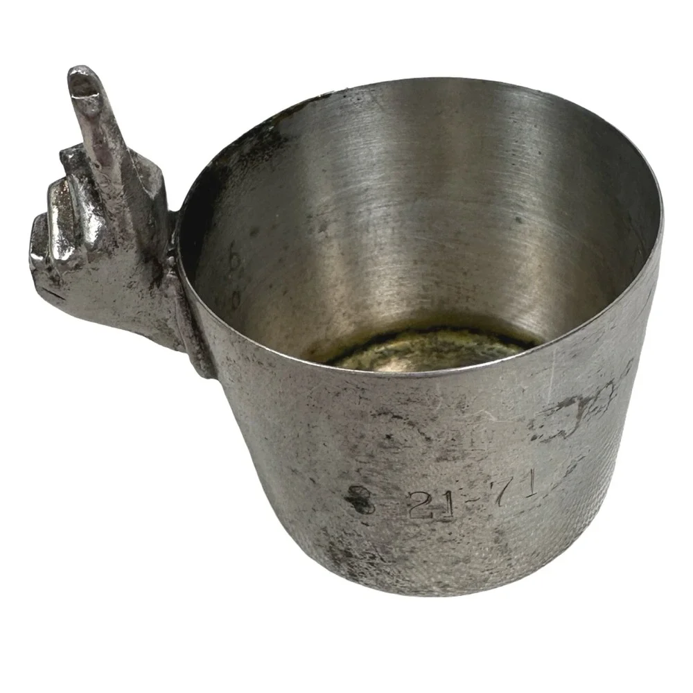 Napier Vintage Silver Plate Number One Finger Pointing Jigger Shot Glass Gray